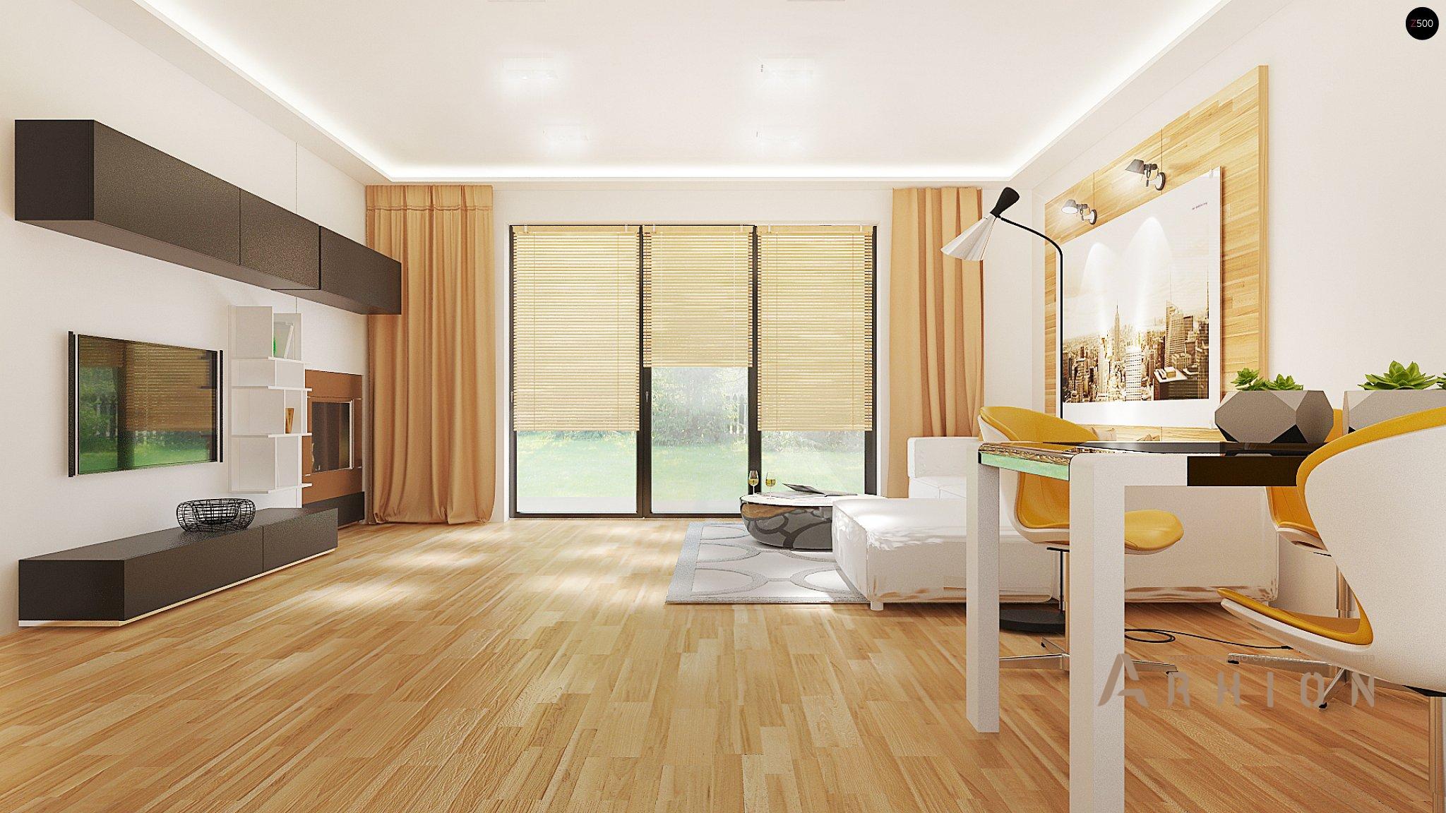 9. Проект одноэтажного дома в современном стиле с двускатной кровлей, Z98 L GP, площадью - 143 кв c терассой, гаражом